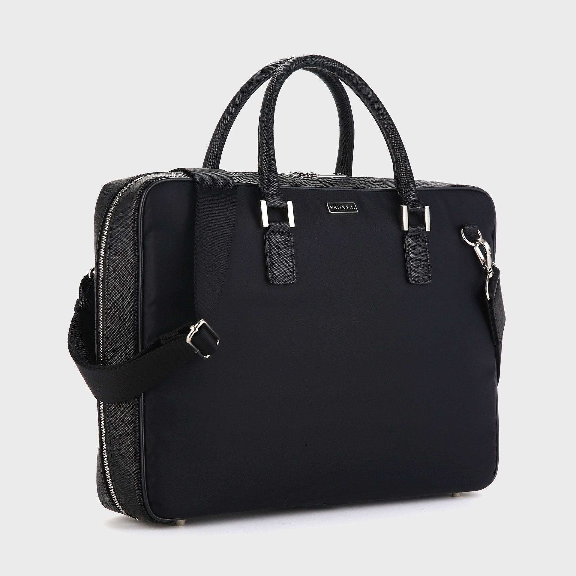 recycled nylon wide open briefcase (BK)